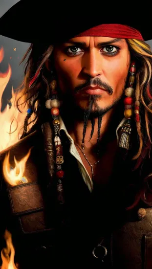 Johnny Depp, Strategic focus, (intense gaze), ((enigmatic male @JohnnyDepp)), ((multicolored eyes)), chessboard forefront, tactical contemplation, glowing embers, dynamic lighting, strategic shadows, (illuminated silhouette), thought-provoking stance, vibrant contrast, (mesmerizing eyes), intellectual battlefield.
