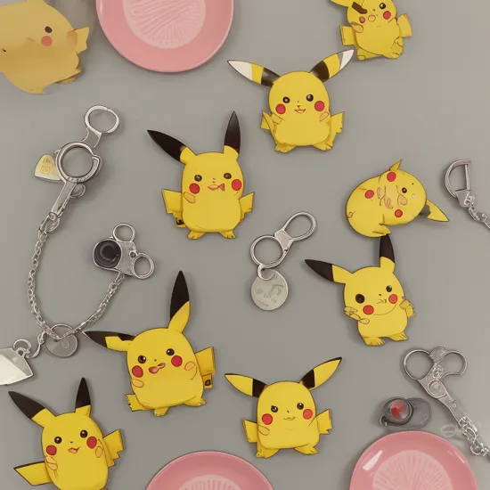 pokemon,key chain of pikachu plate,angry,color platinum