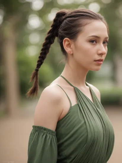 (dynamic pose:1.2),(dynamic camera),photo RAW,(gel40bo,a (close-up:1.2) young_woman in Lime dress,Long black braided ponytail hairstyle,(bokeh:1.35), dof,  ,Realistic, realism, hd, 35mm photograph, 8k), masterpiece, award winning photography, natural light, perfect composition, high detail, hyper realistic, (composition centering, conceptual photography)