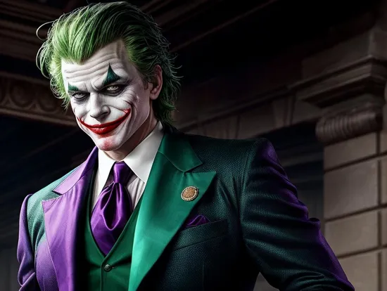 The Joker Donald Trump, with his unmistakable green hair and white skin, is the embodiment of chaos in Gotham. His suit, a garish combination of purple and green, stands in stark contrast to his maniacal deeds, his unsettling smile a prelude to the capers he orchestrates as the arch-nemesis of order.
