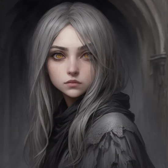 a female portrait of a hyperdetailed girl in the style of a dementor from harry potter and a rogue dnd character,grey hair, (pleasant:1.3), (black kajal eye makeup:1.3), (very beautiful eyes:1.3), (grey eyes:1.4), thoughtful expression, full body, cinematic shot on canon 5d ultra realistic skin, Fabian Perez Henry Asencio, Jeremy Mann Marc Simonetti fantasy magical horror atmosphere, (highly detailed environment:1.3)
 