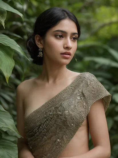fashion photography portrait of indian girl with black hair, in lush jungle with flowers, 3d render, cgi, symetrical, octane render, 35mm, bokeh, 9:16, (intricate details:1.12), hdr, (intricate details, hyperdetailed:1.15), (natural skin texture, hyperrealism, soft light, sharp:1.2), detailed, sunlight passing through foliage, <lora:KandyanDress_V1:0.8>, blue saree, 8k details, masterpiece, best quality, award winning photo, photorealistic, highly detailed, raw photo, realistic natural skin textures, rim light, hyperrealistic, low contrast, sharp focus, soothing tones, intricate, low key, masterpiece, best quality, award winning photo, photorealistic, highly detailed, raw photo, realistic natural skin textures, rim light, hyperrealistic, low contrast, sharp focus, soothing tones, 8k details, intricate, low key