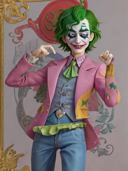 Cowboy Shot,((glossy eyes)),(masterpiece, best quality:1.4)best quality, high detail, (detailed face), detailed eyes, (beautiful, aesthetic, perfect, delicate, intricate:1.0), joker painting of a man with green hair and a yellow jacket, digital art by Nicholas Marsicano, reddit, digital art, portrait of joker, portrait of the joker, portrait of a joker, the joker, joker, from joker (2019), #1 digital painting of all time, # 1 digital painting of all time, film still of the joker, 