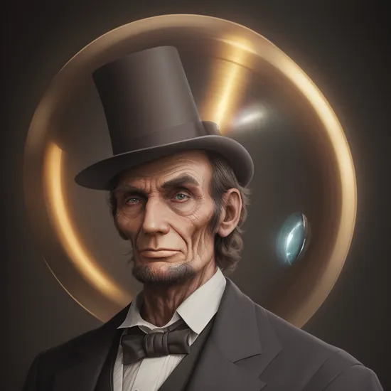 raw photo,cinematic shot,photorealistic,solo,portrait of cybermutant abraham lincoln wearing a tophat and cybernetic monocle,cybernetic implants,cybernetic attachments,tubes,