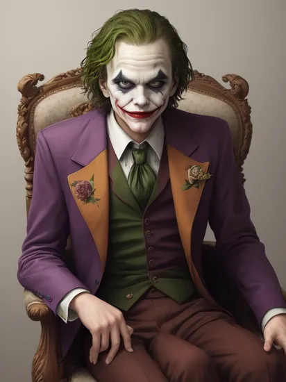 Highly detailed, High Quality, Masterpiece, beautiful, , motivatedchair, The Joker, 