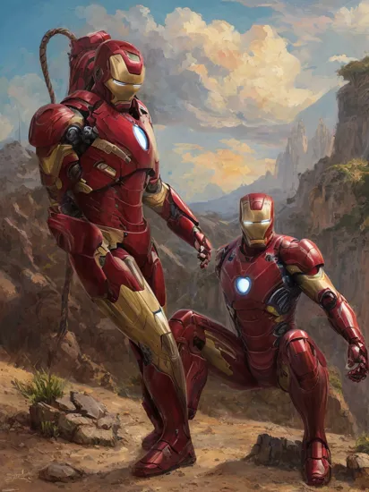 Iron Man, scenery, detailed background, masterpiece, best quality, high quality, absurdres, Toni Infante 