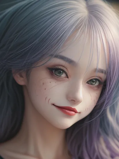 (anime), (illustration), cartoon, detailed, A woman, like the Joker  , maximum details