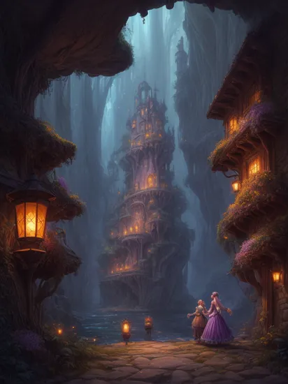 a (full height photograph:1.2) of (ohwx woman:1.3)  (by Alyssa Monks:1.1), beautiful lighting, sharp focus, 8k, high res,Masterpiece, Nikon Z9, Award - winning photograph , athletic body ,As Rapunzel from Tangled, clad in her purple dress, long golden hair cascading around her, exploring the kingdom with Flynn Rider and Pascal, floating lanterns illuminating the sky, detailed environment, vivid colors, evocative of the beloved animation style, high-resolution, enchanting and magical scene. ,(in the style of Michael Whelan:1.2)  , 