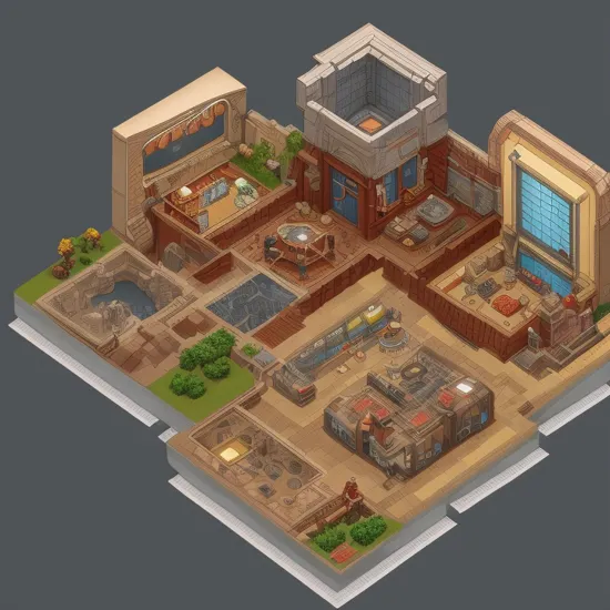 Isometric Iron Man Adventures (Isometric): Tony Stark's lab, displayed in a perfect isometric view, reveals intricate details of his suit blueprints, prototypes, and armors, each pixel echoing Stark Industries' genius