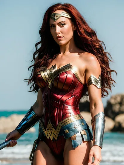 wonder woman with long red hair. @Laura