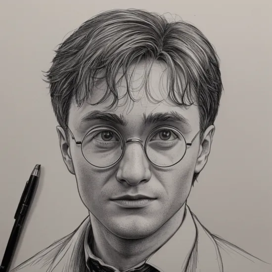 a portrait of harry potter
highres, hq, highly detailed,  line art, ink sketch 
 <lyco:kangmeng:1>