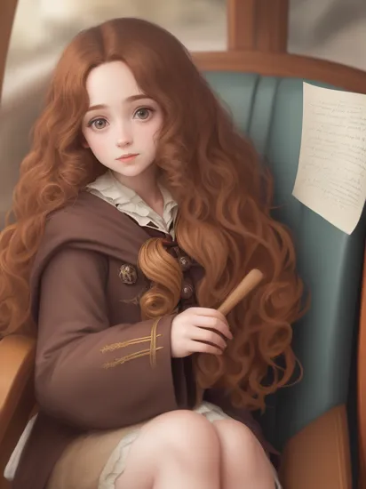 Transport to the wizarding world with Sarah as she embodies the (Hermione Granger cosplay), her (chestnut curls) adding to her scholarly charm.