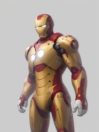 (8k, RAW photo, best quality, masterpiece:1.2),ultra realistic, masterpiece, , solo, white background, full body, monster, simple background, standing, iron man