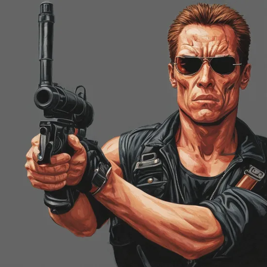 mspaint drawing of  the terminator with gun 