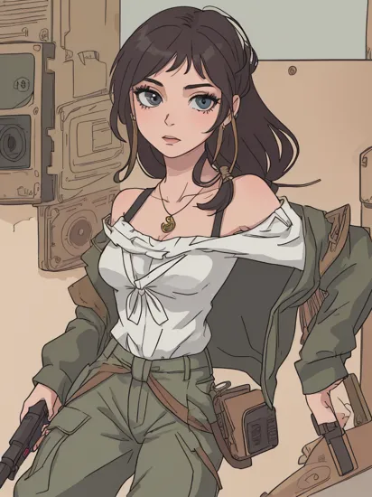   kkw-ph1 magnificent 22yo  JasmineWaifu, (HQ photo, masterpiece, RAW photo:1.2), (arabian clothes, off-shoulder shirt, pants), (multi-tied hair, long hair), (jewelry) BREAK  Post-apocalyptic, shabby Leader Outfit: Military jacket, cargo pants, sturdy boots, radio headset, tactical gloves., BREAK ((photorealistic), realistic face, medium breasts), beautifully detailed woman, realistic face, detailed mouth, extremely detailed eyes_and_face, beautiful attractive face, beautiful detailed eyes, pronounced feminine feature, matte eyeshadow, eyelashes, eyeliner, perfect body, smooth skin BREAK  color HD photo, ISO 102400, (full body, high quality photo, masterpiece), HDR, 8K resolution, analogue RAW DSLR, best quality, absurdres, vivid vibrant colors, skin pores, intricate detail, (intricately detailed face_and_eyes), realistic human hands, sophisticated detail, (realistic lighting, sharp focus), centerfold, bokeh, official art, 8k wallpaper, ultra high res, professional photography