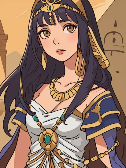 sapphicraft Cleopatra in the background of the pyramid