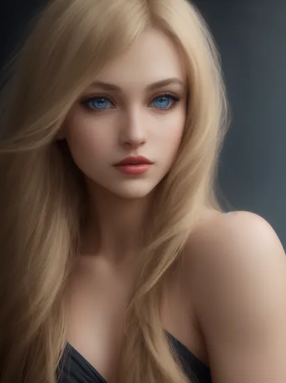 (realistic:1.5), (detailed:1), (masterpiece:0.5), photography of KatjaKeanQuiron woman, (blonde hair:1.1),  blue eyes, Close-up portrait, 8k RAW photo, highest quality, detailed eyes, looking at the camera, best shadow, intricate details, interior, perfect hair, muted colors, high contrast style, glam shot, smoldering, sultry, intense, languid, tempting, sensual, seductive, longing, yearning, smitten, dark photography studio, minimal lighting, deep shadows, stark contrasts, dramatic highlights, black backdrop, dimples, fullness, plumpness, natural pout, lusciousness, red lips, bold color, alluring, captivating, striking, unforgettable, stunning, breathtaking, timeless beauty.,
1girl, long hair, looking at viewer, solo focus, Sunrise at the Beach: The soft, warm light of sunrise coupled with the serene atmosphere of the beach creates a peaceful and dreamy setting for landscape and seascape photography.,
, by Guy Bourdin