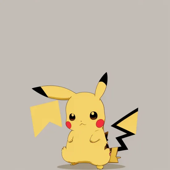 Pikachu, yellow background, (flat shading:1.2), (minimalist:1.4), 