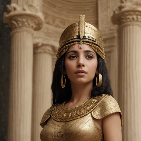 cinematic film still a historically correct photograph of queen Cleopatra VII in her palace, year 50 bc, 8k, UHD, best quality, highly detailed, cinematic . shallow depth of field, vignette, highly detailed, high budget Hollywood movie, bokeh, cinemascope, moody, epic, gorgeous, film grain, grainy