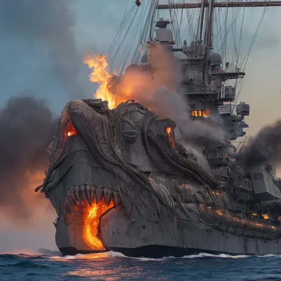perfect blend of [Cthulhu:Superman: 0.9], fire, with the Kraken protruding from all over its body, (scaly skin:1.5), (((destroying USS Abraham Lincoln war ship on the ocean))), full-body shot, in the sea, wave, angry, (intricate detail), (hyperdetail), 8k hdr, high detail, lots of detail, high quality, soft cinematic light, dramatic atmosphere, atmospheric perspective, dream light, (muscles flaming like lava:0.9),