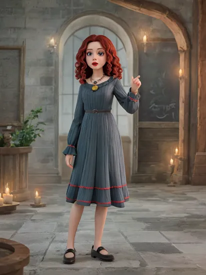 1girl, indoor,, looking at viewer, outdoors, blurry background, photorealistic, Harry Potter style, analog style, long sleeves, dress, holding, jewelry, standing, necklace, nail polish, black dress, makeup, wavy hair, ring, lipstick, black background, red nails, curly hair, red lips, Crazy look like aw, Green and blue fog, gloomy environment, Night, dim light, analog style, Ministry of magic