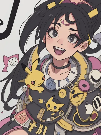 booru tags  ldgaga wearing a pikachu costume, wide-angle, 24mm focal length, laughing loud, eccentric hairstyle, black hair, black lipstick, natural lighting, pastel colors, sharp focus, smooth, urban, intricate details, 8k wallpaper, beautifully detailed eyes, beautifully detailed face, art by artgerm 