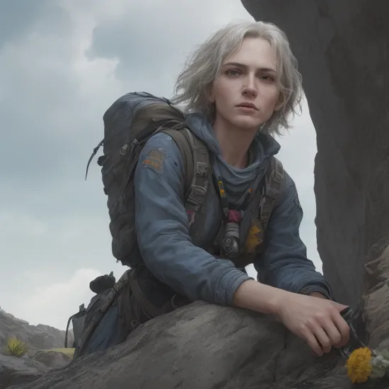 masterpiece, best quality, (ultra realistic, hyperrealism), dynamic, (painterly, cinematic, atmospheric perspective), death stranding, fragile,BREAK, 
woman with a bunch of parcels climbs a rock, 1woman, absurdly short wavy white hair, grey eyes, facial expressions, <lyco:GoodHands-beta2:1.0>, , BREAK IN FLYTH, 3/6 by stanley artgerman, nathan fang-samura-r1-e3-634dfd768, a full front shot of all male space heroes the joker with yellow face with blue sky eyes as the joker character posing, in gil vesquez costume :, blue and blue background : 4 4k smooth, photoreal unreal devissolution lighting concept illustration. 8 m 85 photograph winning-photo s 1700 painting grainy s 1880 shot action up zoom perspective up zoom dress blue messy wearing waugh casey a showing wain bobbie portrait gonsalez danie del rene de chirico lisa aloha david cain steharnason staehin chris adolphe by dale dascape painting realistic ultra style century boho photoshots, mement art pop lighting cinematic painting detailed, muchra ivance, dora amund and tenebros aen like kenn