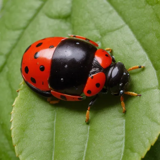 macro photography, of a ladybug, on a leaf,