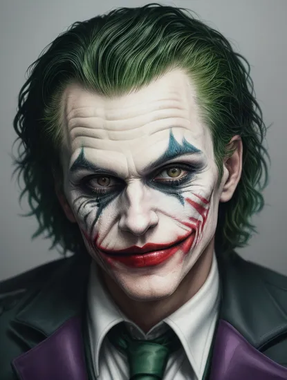 shadow flat vector art,masterpiece,best quality,Cowboy Shot,((glossy eyes)), (detailed face), detailed eyes, (beautiful, aesthetic, perfect, delicate, intricate:1.0), joker painting of a man with green hair and a yellow jacket, digital art by Nicholas Marsicano, reddit, digital art, portrait of joker, portrait of the joker, portrait of a joker, the joker, joker, from joker (2019), #1 digital painting of all time, # 1 digital painting of all time, film still of the joker