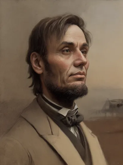 rendition of the Abraham Lincoln, (pov selfie:1.2), taking a selfie, closeup, Illinois landscape, Renaissance attire, (looking at viewer:1.2), (by Alex Maleev:1.5)