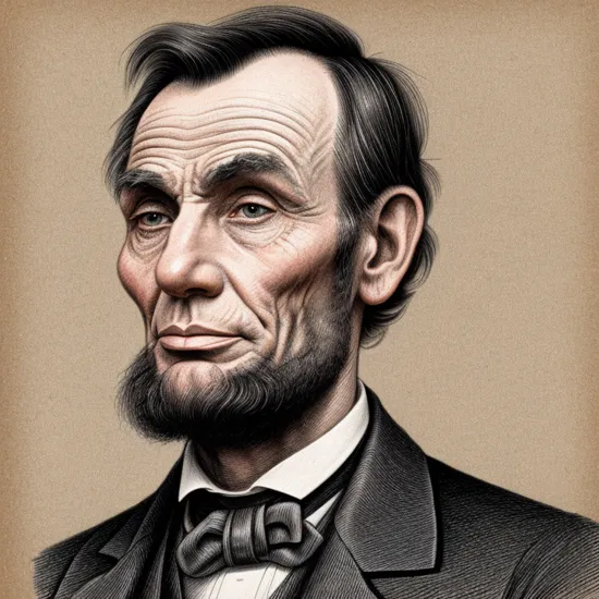 grotesque hand drawn illustration of Abraham Lincoln  in basilwolverton style, extremely detailed, crisp lines, beard, skin warts, mole, skin wrinkles and folds   