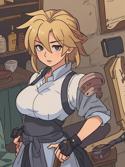 photo of a real life female cloud strife as a blacksmith
highly detailed realistic, sharp focus