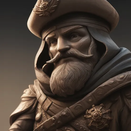  ([Macro Photography:Marble Sculpture:.3]:1.1),and aesthetically pleasing Bandit Captain, made of gravel,Hard Lighting, BREAK hyperdetailed,vivid,intricate,4k,muted color