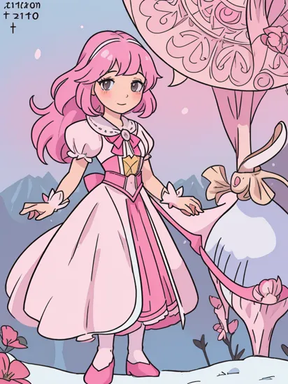 <lyco:NataliaGoncharova:1.0> A snow white standing on a hot pink bow with beautiful light, in the style of life - like pink illustrations, natalia goncharova, mixes realistic and fantastical elements, traditional costumes, maurice sendak, white and hot pink, vibrant palettes, 8k, high detailed, intricate details,