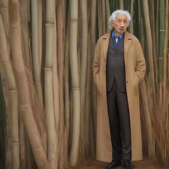 , bambootech , scifi, bamboo, fibers , 
man , Albert Einstein,  , scientist coat,