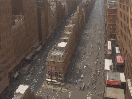 a classic landscape painting of tilt shift photography of a new york city street from above  , by Edmund Charles Tarbell