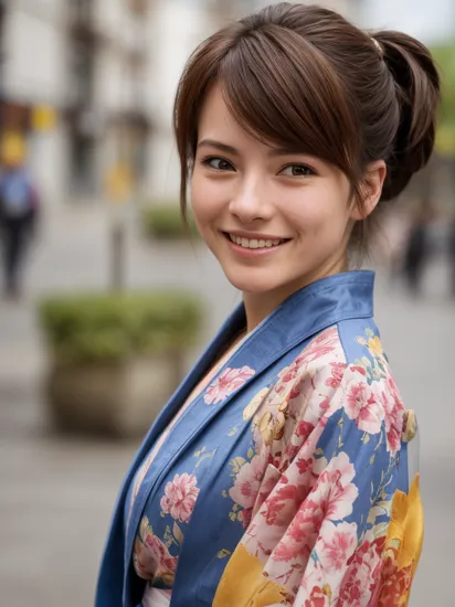  PETracerOW,realistic,4k raw, close up, detailed, beautiful, street photography, photorealistic, detailed, Kodak ektar 100, natural, candid shot 
portrait of tracer,1girl,overwatch,wearing a kimono,smiling