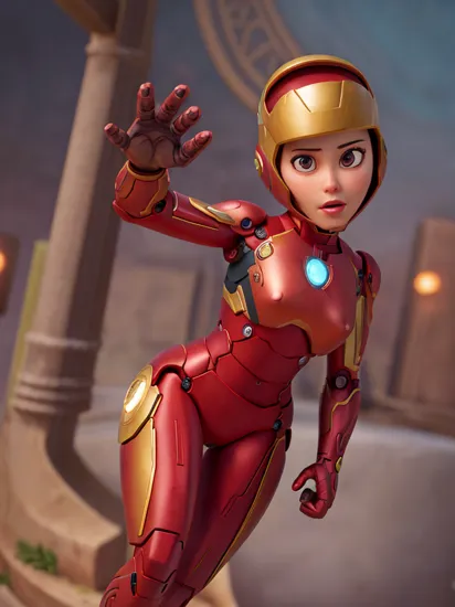 proportional eyes, (realistic:1.5),photorealistic, hyper realistic, extremely detailed, hyper detailed, soft lighting, detailed background, extreme detail background, sharp details, halfbody portrait female iron man in helmet