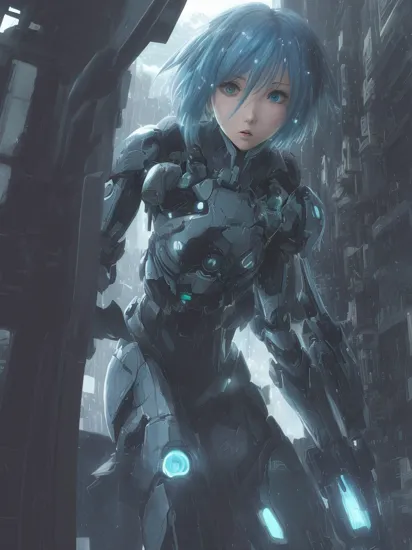Anime, Cortana, within a collapsing digital realm, assembles fragmented data to save Master Chief. Every shard she touches transforms into memories, capturing their shared history.