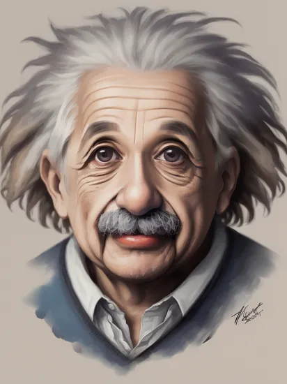 (masterpiece, best quality, extremely detailed, 8k, 4k, 2k), ((portrait Albert Einstein)), art by Alberto Seveso, 