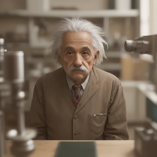 ((RAW, analog style)), extremely detailed full body color photo of albert einstein, background laboratory, ((film grain, skin details, high detailed skin texture, 8k hdr, dslr))