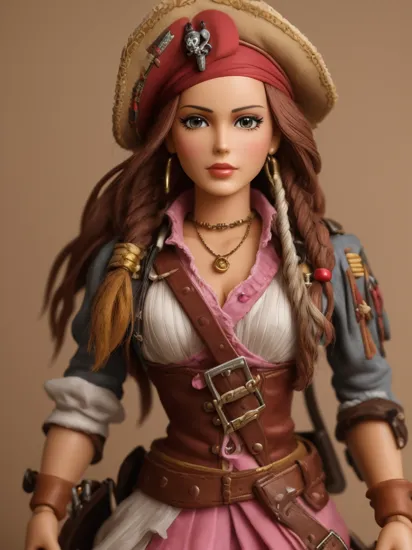 female Captain Jack Sparrow as a barbie, macro photography