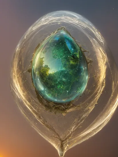 ethereal fantasy concept art of  TransformersStyle, macro photography, giant dew drop, microcosmos, selective focus, [:fractal patterns, filigree, broken glass:8], inner metallic structure BREAK sunset, city, magical ambient  greenteam  . magnificent, celestial, ethereal, painterly, epic, majestic, magical, fantasy art, cover art, dreamy
