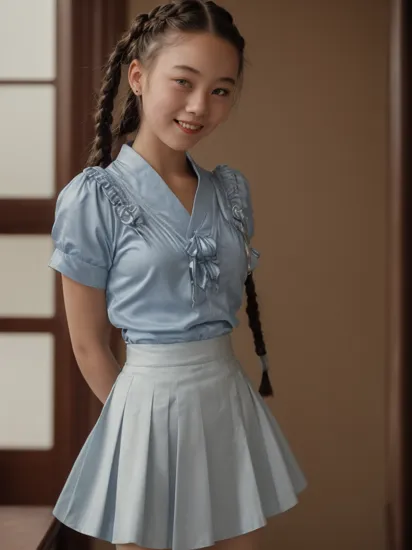 (Color negative portrait photography) of a school girl with (hanging braids),AS-Young,(small head:1.2),dynamic angle,,light smile,,(Satin_brocade blue Chinese upshirt,black long skirt:1.2),(((inside mansion,study room))),
(cinematic look:1.4),soothing tones,insane details,intricate details,hyperdetailed,low contrast,soft cinematic light,blurry,dim colors,hdr,raw,(film grain:1.5),
,1930s \(style\),lowkey
