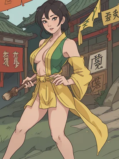 ((naked mature mulan in green and yellow oriental hanfu, full body, exposed breasts, pert tits, in chinese village, chinese architecture)), ((nsfw)), photorealistic, photo, masterpiece, realistic, realism, photorealism, high contrast, photorealistic digital art trending on Artstation 8k HD high definition detailed realistic, detailed, skin texture, hyper detailed, realistic skin texture, armature, best quality, ultra high res, (photorealistic:1.4), high resolution, detailed, raw photo, sharp re, by lee jeffries nikon d850 film stock photograph 4 kodak portra 400 camera f1.6 lens rich colors hyper realistic lifelike texture dramatic lighting unrealengine trending on artstation cinestill 800, 
