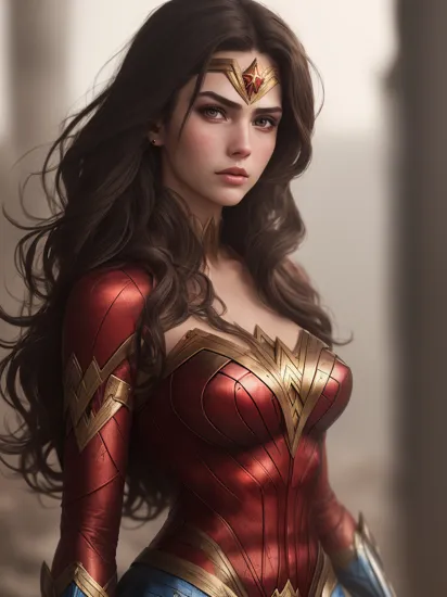 A stunning intricate full color up close portrait of cjp , wearing wonder woman outfit, epic character composition, by ilya kuvshinov, alessio albi, nina masic, sharp focus, natural lighting, subsurface scattering, f2, 35mm,