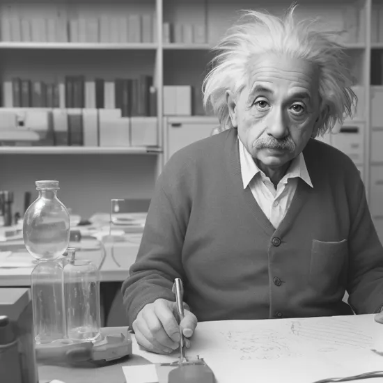 Albert Einstein, in the lab 