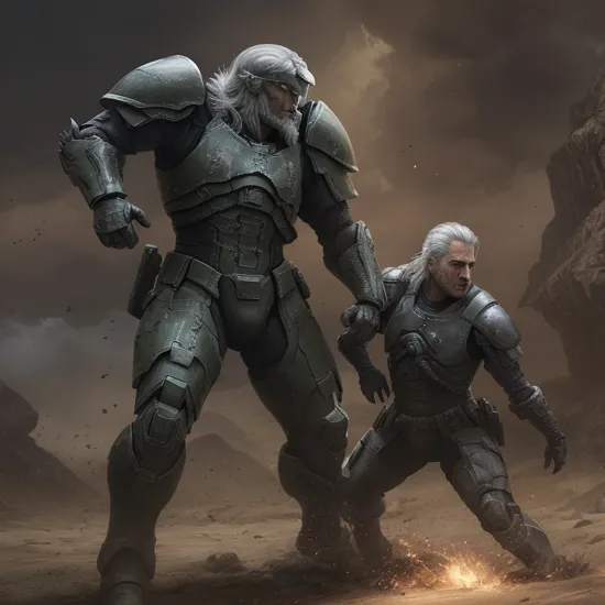 geralt of rivia fighting with master chief from halo