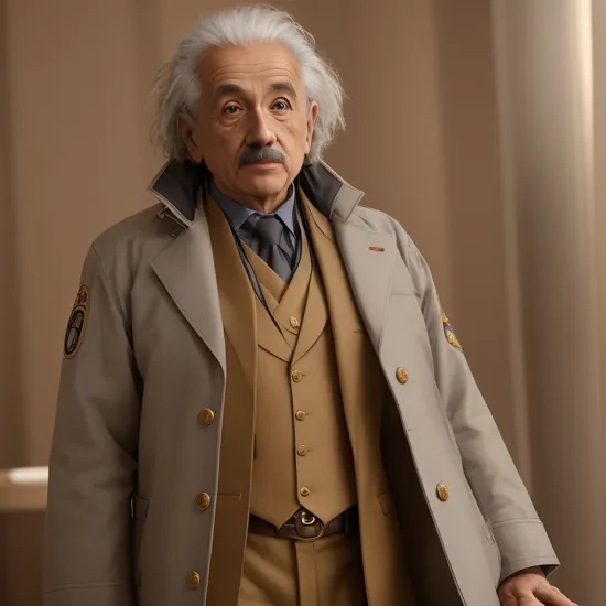 , orokintech , scifi,  smooth , gold , 
man , Albert Einstein,  , scientist coat,
