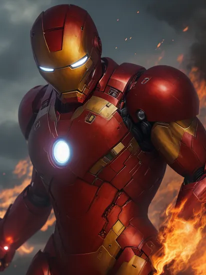 photo of a fire that looks like iron man, movie still, volumetric flames, intricate, cinematic lighting 